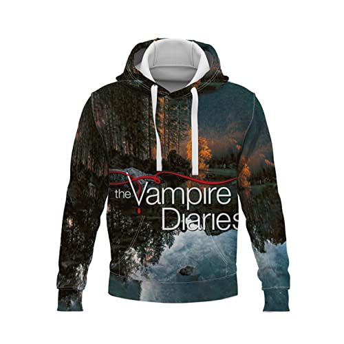 NARUNING The Vampire Diaries Hoodie, TV-Serie Charakter 3D-Druck Langarm-Pullover, Männer und Frauen Casual Fashion Sweatshirt (XS-5XL) (Blue,S) von NARUNING