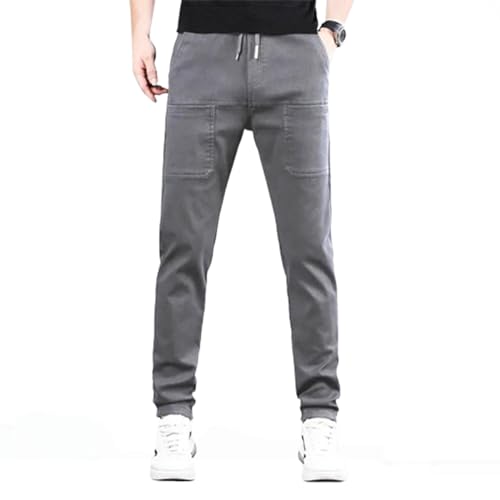 NARUPE Cargohose mit hoher Dehnbarkeit mit mehreren Taschen, hohe Dehnbarkeit, mehrere Taschen, strapazierfähige Cargohose, Herren-Cargohose, entspannte Passform, hellgrau, 56 von NARUPE