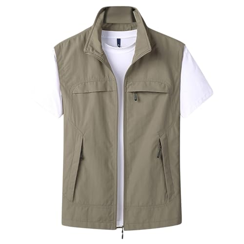 NARUPE Leichte Softshell-Weste für Herren, durchgehender Reißverschluss, schnell trocknend, Outdoor, Wandern, Freizeit, mehrere Taschen, Angeln, ärmellose Jacke, khaki, XXL NARUPE Leichte Softshell-Weste für Herren, durchgehender Reißverschluss, schnell trocknend, Outdoor, Wandern, Freizeit, mehrere Taschen, Angeln, ärmellose Jacke, khaki, XXL von NARUPE