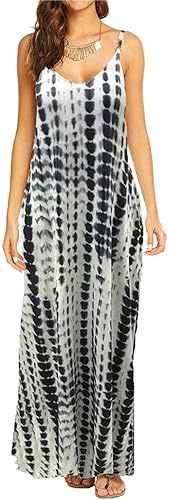 NARUPE Sommerkleider für Damen 2024, lässiges Maxikleid, Baumwolle, Maxikleid, Strandkleid, Sommerkleid, A-schwarz, Small von NARUPE