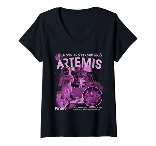 Damen NASA Artemis Mission Astronauten zum Mond T-Shirt mit V-Ausschnitt Damen NASA Artemis Mission Astronauten zum Mond T-Shirt mit V-Ausschnitt von NASA Artemis Astronauten Mond Lila