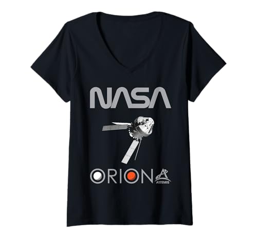 Damen NASA Artemis Mission Orion Raumfahrzeug Worm Logo T-Shirt mit V-Ausschnitt Damen NASA Artemis Mission Orion Raumfahrzeug Worm Logo T-Shirt mit V-Ausschnitt von NASA Artemis Mission Orion Raumfahrzeug Grau