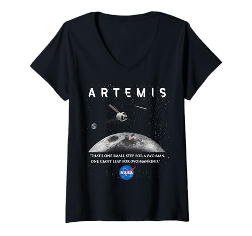 Damen NASA Artemis Orion Mond Insignia Meatball Logo T-Shirt mit V-Ausschnitt von NASA Artemis Mond Orion Raumfahrzeugs