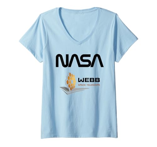 Damen NASA James Webb Space Teleskop JWST Worm Logo T-Shirt mit V-Ausschnitt von NASA Teleskop Worm Logo