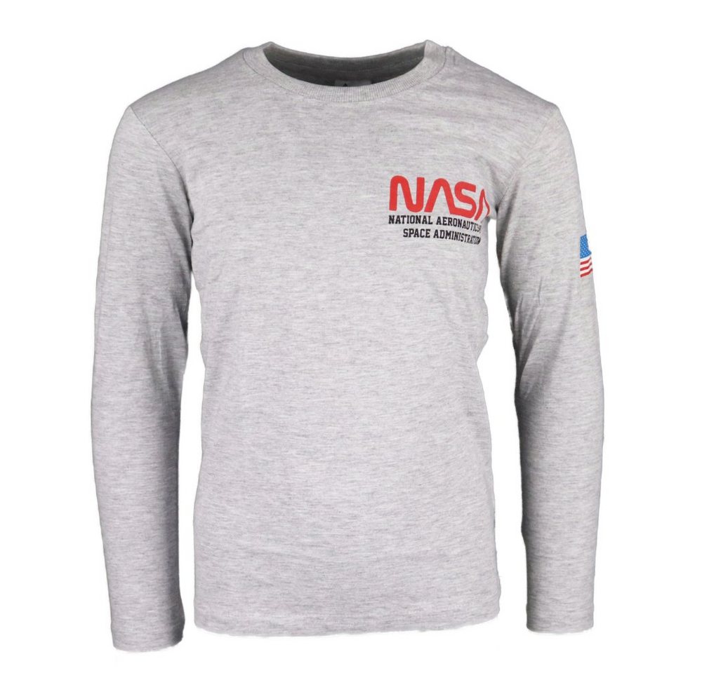 NASA Langarmshirt Space Center Kinder Shirt Gr. 134 bis 164, Baumwolle, Schwarz oder Grau von NASA