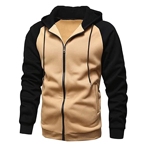 Herren Cardigan mit Reißverschluss und Kapuze, Übergröße, lässige Plüsch-Oberbekleidung für Herren, Mäntel und Jacken, Hoodies für Herren, khaki, XXXL von NASC