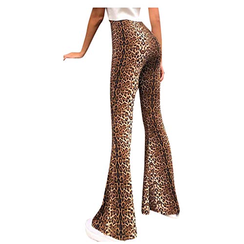 NASC Damen Casual Pants Leopard Print High Waisted Slim Fit Wide Leg Flare Pants High Waist Leggings Damen (Coffee, S) von NASC