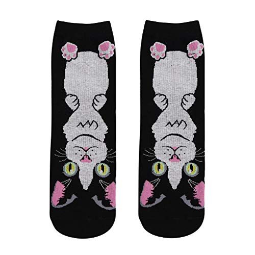 NASC Damen Herren Baumwolle Socken Katze Charakter Kleid Socken Herren Socken, Schwarz , One size von NASC