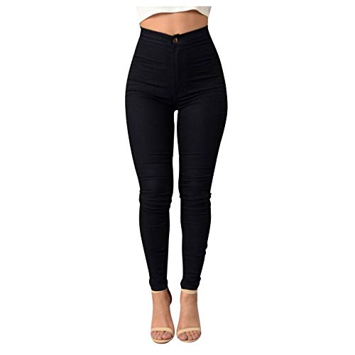 NASC Damen-Jeans mit hoher Taille, hohe Elastik, hohe Taille, Hüfte, Arbeitshose für Damen, Schwarz , L von NASC