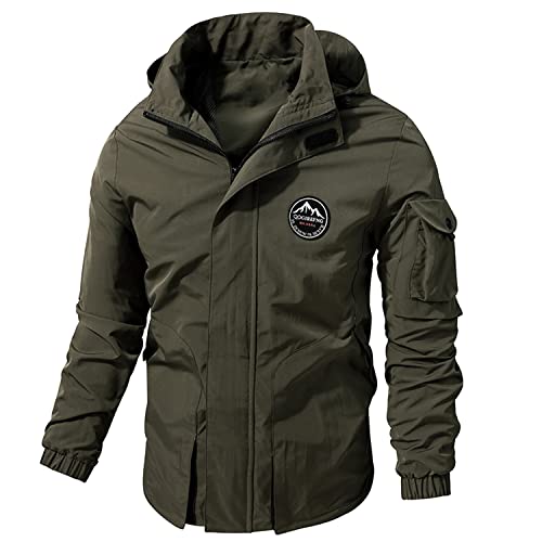 NASC Herren Winterjacken Herren Outdoor Jacke Neu Frühling Herbst Kapuze Casual Jacke Mantel Herren Taktik Jacke Herren, Army Green, XXXXXX-Large von NASC