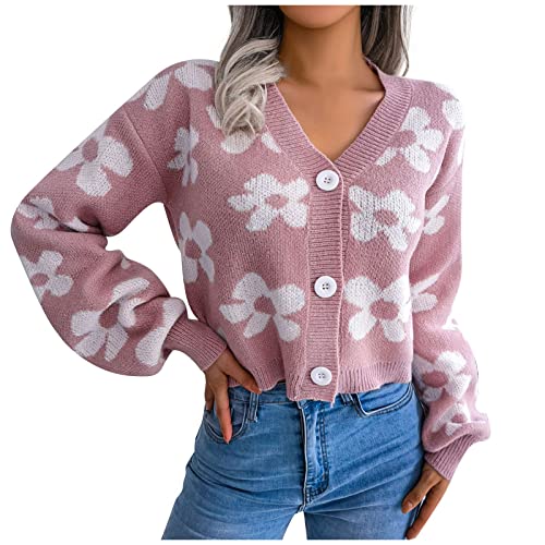 NASC Übergröße Mäntel Damen Herbst und Winter Top Casual Langarm Strickpullover Wintermäntel Damen, rose, 36 von NASC