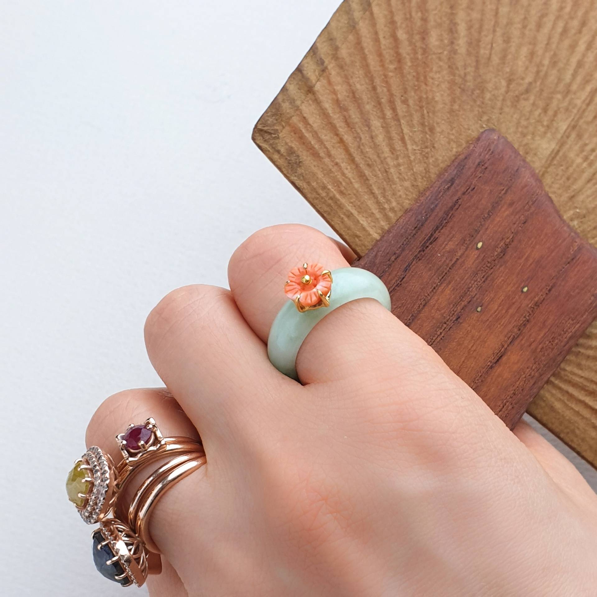 Jadeit Ring Jade Band Ring, Handgemachte Blume Schmuck Hanbok Für Frau von NASCHENKAseoul