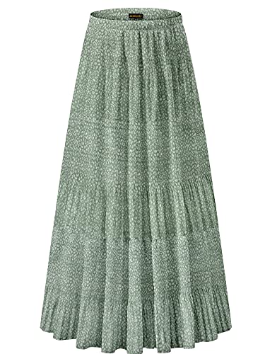 NASHALYLY Damen Chiffon Elastische Hohe Taille Plissee A-Linie Ausgestellt Maxi Röcke, Blumen-85, 3X-Groß von NASHALYLY