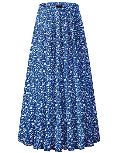 NASHALYLY Damen Chiffon Elastische Hohe Taille Plissee A-Linie Ausgestellte Maxi Röcke, Flower-187, 3X-Groß von NASHALYLY