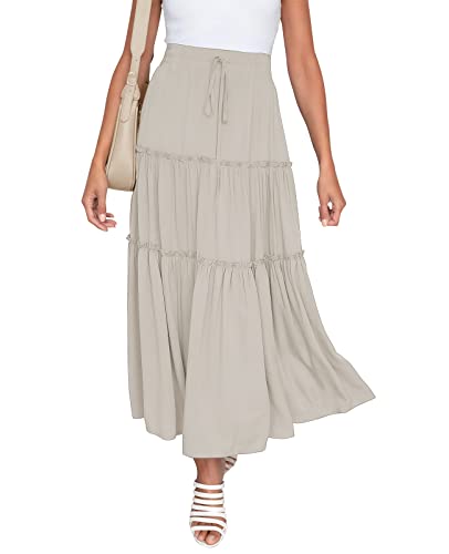 NASHALYLY Damen Chiffon Elastische Hohe Taille Plissee A-Linie Ausgestellte Maxi Röcke, Perfekt hell, 3X-Groß von NASHALYLY