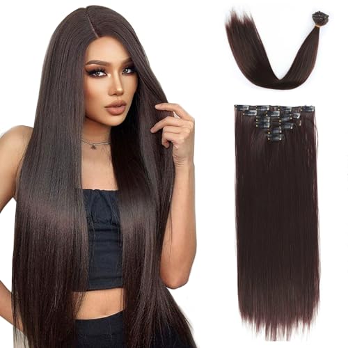 NASHRIO 50cm Clip in Hair Extensions 7 Stücke 120g Voller Kopf Haarverlängerungen mit Clips Synthetik Gewellte Haarextension für Frauen, Clip in Haarverlängerungen（2-33#） von NASHRIO