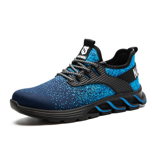 NASONBERG Sicherheitsschuhe Arbeitsschuhe Herren Damen Leicht Arbeitsschutzschuhe Stahlkappenschuhe Atmungsaktiv mit Stahlkappe Blau 43 EU von NASONBERG