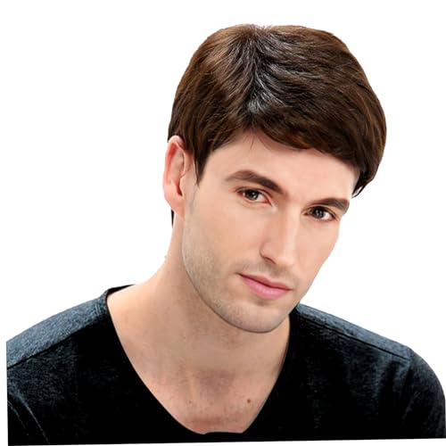 Herren Perücke gerade atmungsablebbare männliche Perücken realistische natürliche kurze Haar Perücken Ersatz Männliche Perücke für Cosplay -Kostüm hellbraun von NASSMOSSE