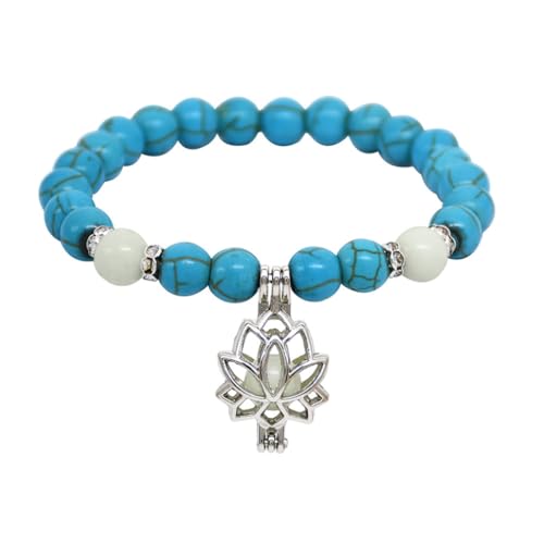 Luminöse Armbänder leuchten türkiser Perlen Handarmband Lotus Blume Luminous Handaccessoires für Frauen und Mädchen Blau Blau von NASSMOSSE
