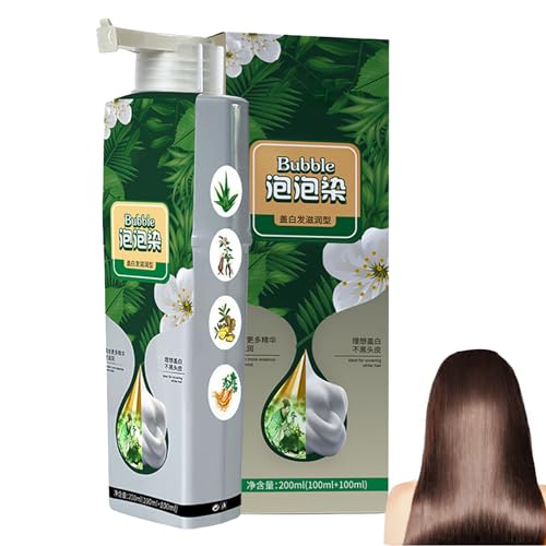 Natürliches Pflanzenhaarfarbstoff 100ml Blasen natürlicher Haarfarbstoff, Pflanzenbasis Haarfärbem für graue Haarbedeckung Haarfarbe für Männer Frauen Haarfärbemittel sanft sicher für Kopfhaut ＆ Haar von NASSMOSSE