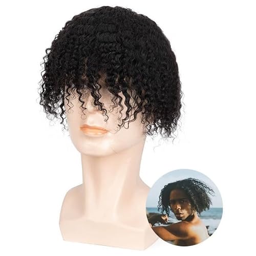 Herrenperücken Chignon Perücke Deep Locken für Herren Fine Mono Top und PU Perimeter Haar Toupee Prothese für Männliches Haar Lockige Perücke Atmungsaktiv Austauschsystem Perücke Sin von NASTYA