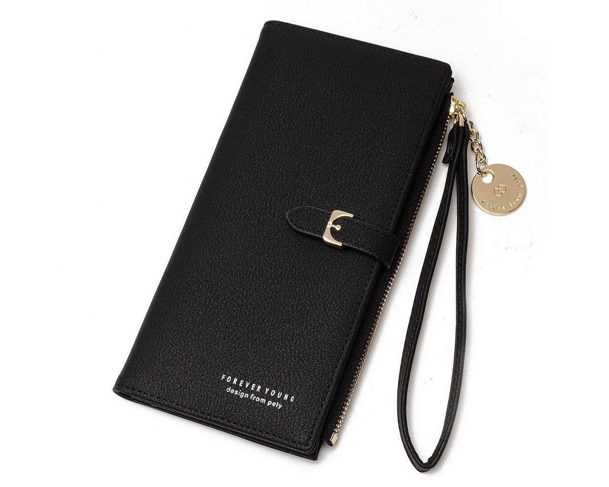 NASUM Geldbörse Großes Portemonnaie in Schwarzer Lederoptik mit Goldenen Akzenten, Stilvoll und elegant! von NASUM