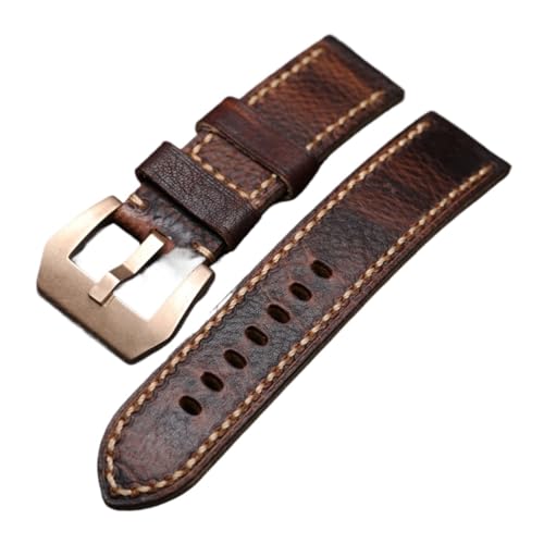 NASUNJIA Handgefertigtes Lederarmband 20 22 24 26 Mm Bronze-Schnallenarmband, Geeignet For Bronze-Uhrenzubehör(24mm) von NASUNJIA