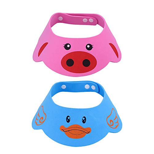 NATEE 2 pcs Verstellbarer Shampoo Schutz Duschhaube Badekappe Augenschutz Ohrschutz Shampoo Bade Hut Mütze für Baby Kinder Haarewaschen von NATEE