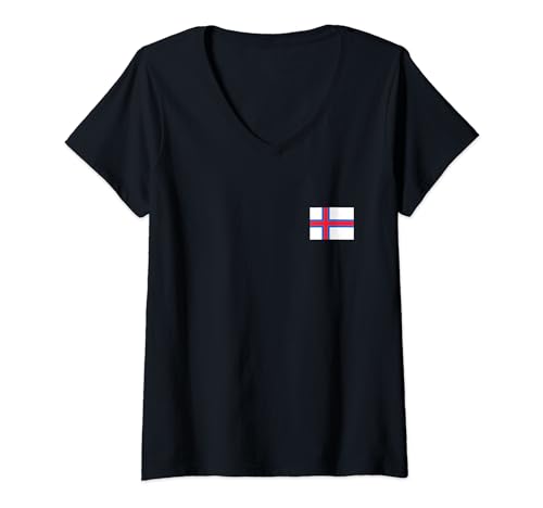 Damen FLAG OF THE FAROE ISLANDS DENMARK T-Shirt mit V-Ausschnitt von NATIONAL FLAG OF THE FAROE ISLANDS DENMARK