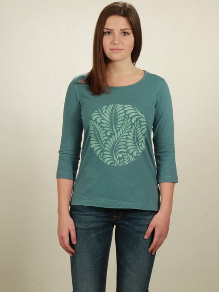 NATIVE SOULS Longsleeve 3/4-Arm Damen - Leaves - light turquoise von NATIVE SOULS