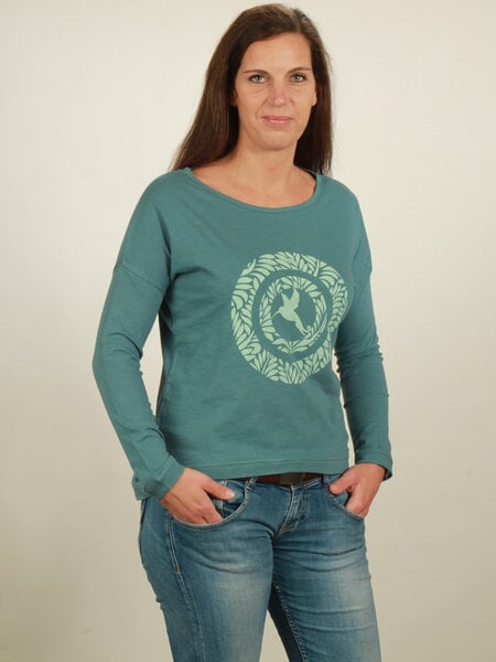 NATIVE SOULS Longsleeve Oversize Damen - Circle Kolibri - light turquoise von NATIVE SOULS