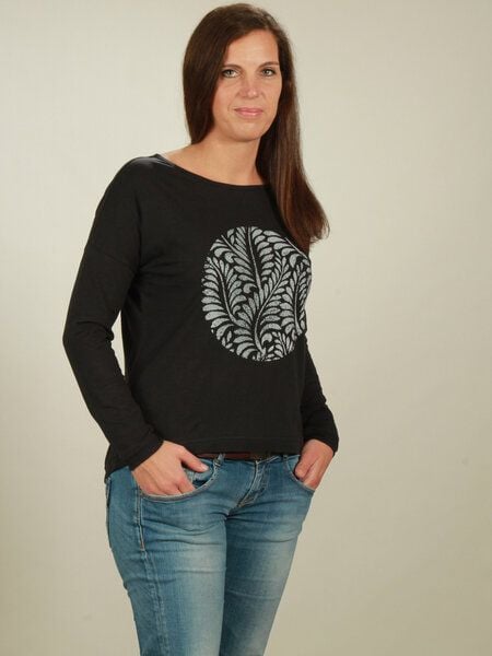 NATIVE SOULS Longsleeve Oversize Damen - Leaves - black von NATIVE SOULS