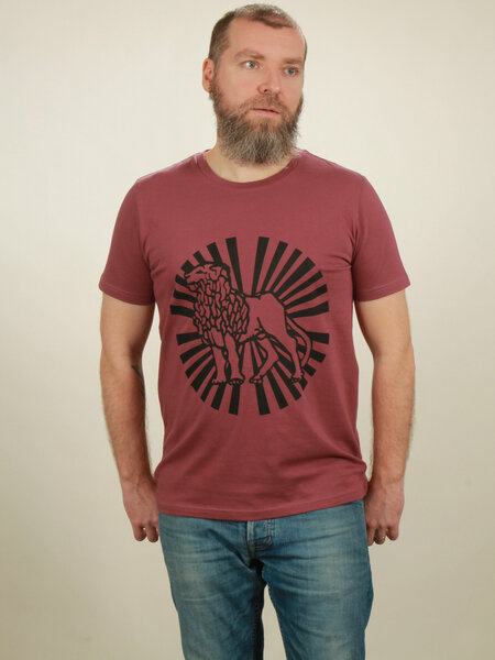 NATIVE SOULS T-Shirt Herren - Lion Sun - berry von NATIVE SOULS