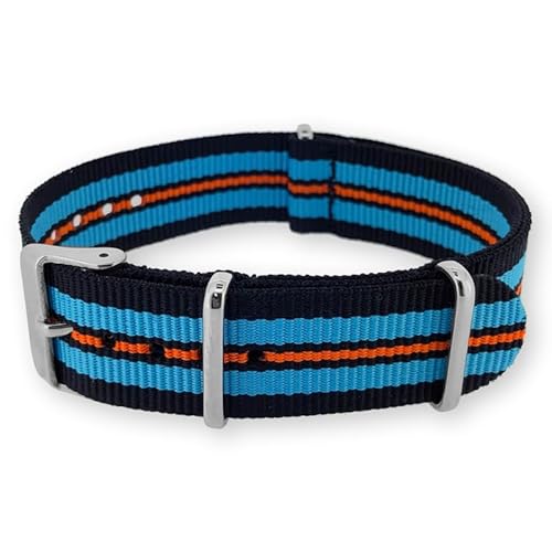 Natos.com - Schwarz Himmelblau Orange NATO Uhrenarmband G10 Military Nylon Strap - 18 mm Natos.com - Schwarz Himmelblau Orange NATO Uhrenarmband G10 Military Nylon Strap - 18 mm von Natos.com