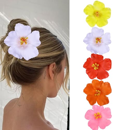 NATOSU 5Pcs Hawaiian Flower Hair Clips, Plumeria and Hibiscus Clips for Women, Artificial Flowers Clips Perfect for Vacation and Beach Parties Wedding von NATOSU