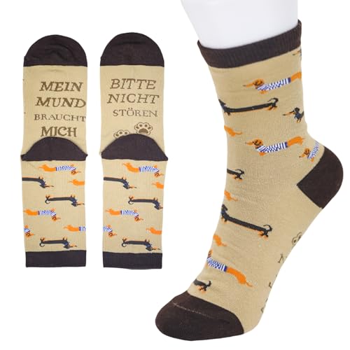 NATOSU Geschenk für Hundebesitzer Dackelsocken 36-45 Lustige Baumwollsocken Hundegeschenkideen Geburtstagsgeschenk für Frauen Männer Hundeliebhaber von NATOSU