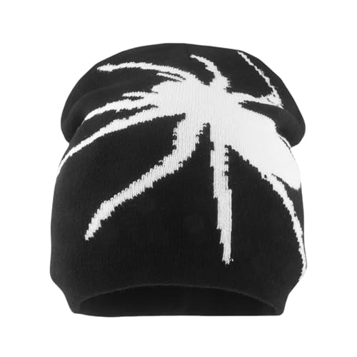 NATOSU Y2K Spider Beanie Mütze Herren Damen Teenager Y2k Cap Winter Strick Skater Beanie Mütze Hip Hop Goth Strickmützen Baumwoll Beanie Mütze,Schwarz von NATOSU