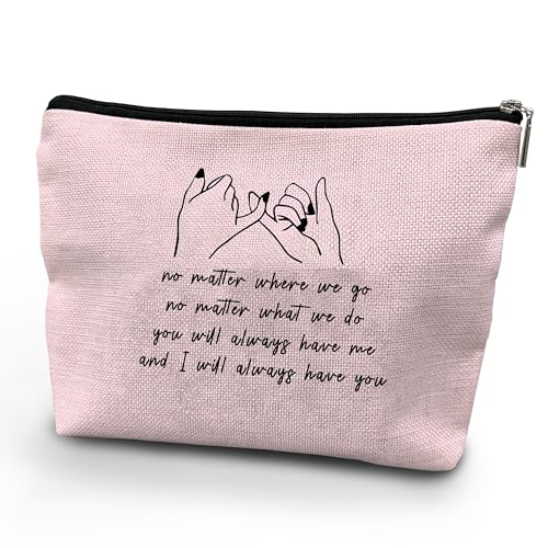 NATSUNO Cremefarbene Make-up-Tasche, "Blessde To Have A Friend Like You", inspirierende Freundschaftsgeschenke, Make-up-Tasche für Mädchen, Pink 1 von NATSUNO