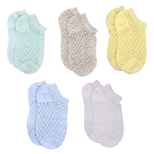 NATUCE 5 Paar Unisex Babysocken Dünn Mesh Kleinkind Socken, Atmungsaktive Baumwolle Socken für Neugeborenes Baby Mädchen Jungen von NATUCE