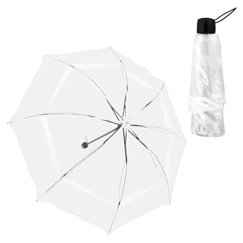 NATUCE Paraguas Transparente, Faltbare Transparente Hochzeitsschirme, 8 Rippen Winddichte Klare Hochzeitsschirme,manuelles Öffnen Schließen, Durchsichtig Taschen Regenschirm für Photograph von NATUCE