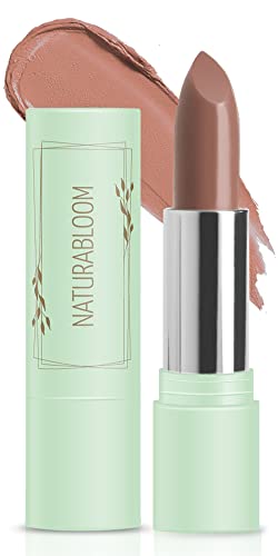 Naturabloom Vegan Lipstick (Almond) - Sensational One-Stroke Long Lasting Lipstick from Natural Oils & Butters - Full-Coverage Lip Color with Shea Butter & Coconut Extact - Premium Hydrating Lipsticks von NATURABLOOM
