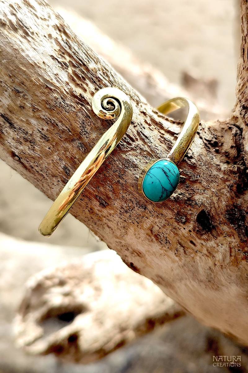 Spiral Stein Armband ๑ Einstellbar Messing von NATURACREATiiONS