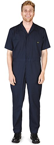 NATURAL WORKWEAR - Kurzärmeliger Herren-Arbeitsoverall mit verschiedenen Größen – 1 Größe größer bestellen - Blau - X-Large Hoch von NATURAL WORKWEAR