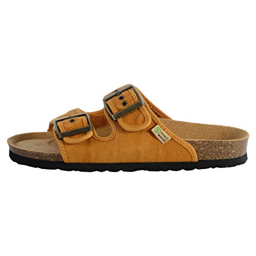 Natural World Eco - 7001E - Dyed Fabric Vegan Sandals for Men and Women - Mustard Color von NATURAL WORLD ECO FRIENDLY