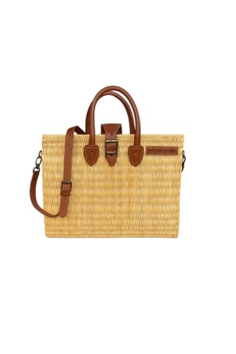 NATUREHOME Schilfrohr Schultertasche mit abnehmbarem Schultergurt & Verschluß aus Ziegenleder Größe XL von NATUREHOME