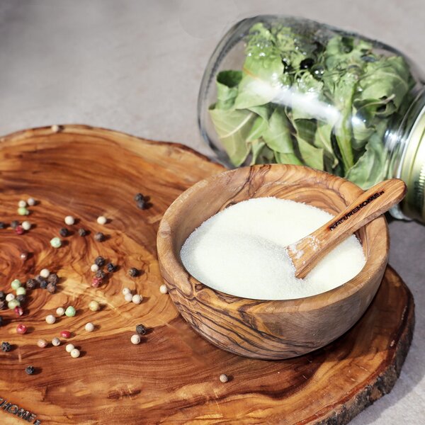 NATUREHOME Spar-Sets: Zucker Salz Babybrei Schale mit Löffel Olivenholz von NATUREHOME