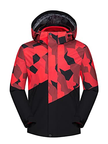 NATUST 3-in-1 wasserdichte Winterjacke Kinder Warmer Doppeljacke Jungen Übergangsjacke Fleecejacke Mädchen Winterjacke mit Abnehmbarer Kapuze Rot 152-158 von NATUST