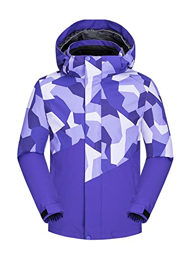 NATUST 3-in-1 wasserdichte Winterjacke Kinder Warmer Doppeljacke Jungen Übergangsjacke Fleecejacke Mädchen Winterjacke mit Abnehmbarer Kapuze Violett 140-146 von NATUST