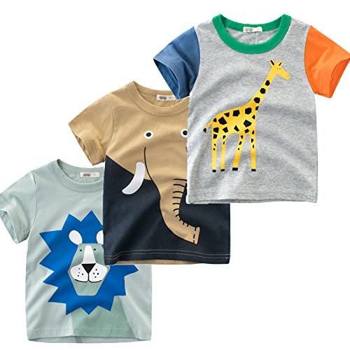 NATUST 3er Pack Jungen T-Shirt Kleinkind Kurzarm Baumwolle Sommer Tops DE: 104-110(Herstellergröße 110) Set 11 von NATUST