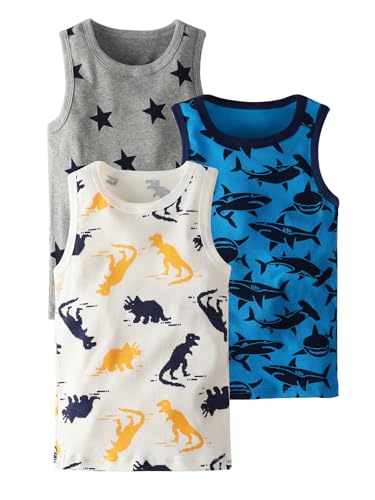 NATUST 3er Pack Unterhemden Jungen Baumwolle Tanktop für Kinder Unterwäsche 140 SET9 von NATUST